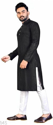 SHIVGARMENT Men Solid Ethnic Dress Kurta(Black)