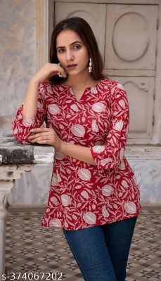 Jaipuri Fashionista Women Printed Straight Kurta(Red)