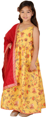 VASTRAMAY Girls Embellished Anarkali Kurta(Yellow)