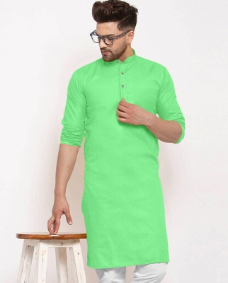 SUFFY CREATION Men Solid Straight Kurta(Light Green)