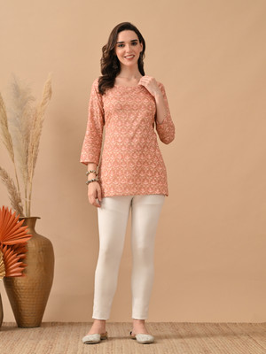 Hariks Casual Printed Women Orange Top