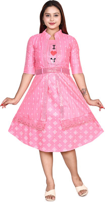 I Q Women Floral Print A-line Kurta(Pink)