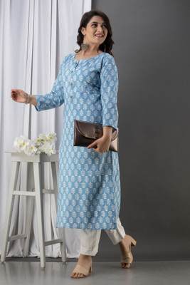 GREYSHADE Women Printed Straight Kurta(Multicolor)