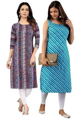 B K CREATION Women Printed Straight Kurta(Multicolor)