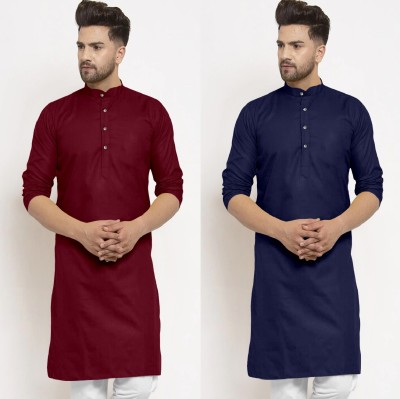 Krudha Men Solid Straight Kurta(Multicolor)