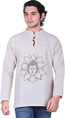 Difneez fashion Men Printed A-line Kurta(Beige)
