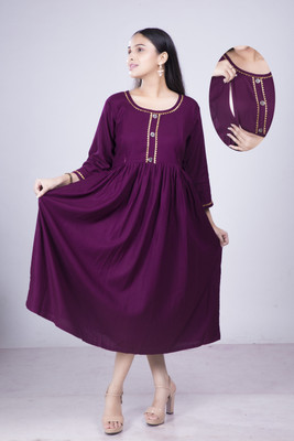 MAHEE TRENDZ Women Self Design Anarkali Kurta(Purple)