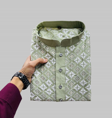 FOXDX Men Embellished A-line Kurta(Multicolor)