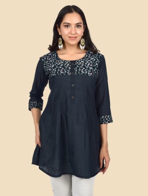 Style Desi Women Embroidered, Solid Straight Kurta(Dark Blue)