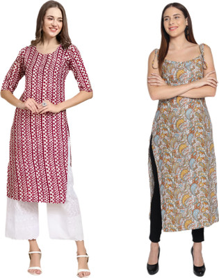 HouseOfCommon Women Printed Straight Kurta(Multicolor)