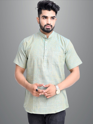QuaClo Men Solid Straight Kurta(Light Blue)