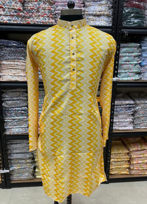 FOXDX Men Printed Straight Kurta(Multicolor)
