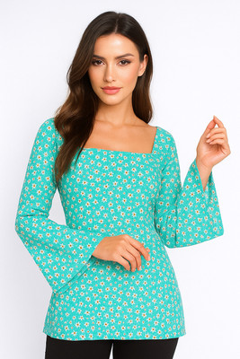 DAPITU Women Floral Print Tunic Kurta(Blue)