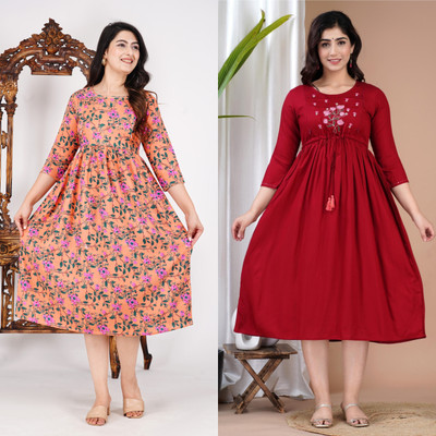 simran Women Floral Print Anarkali Kurta(Multicolor)