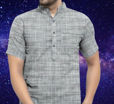 MASCON Men Solid Straight Kurta(Grey)