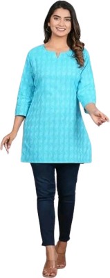 Radhika Creation Women Printed Straight Kurta(Blue)