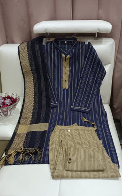 TAHURA CREATION Women Woven Design A-line Kurta(Dark Blue)