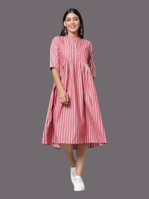 U CREATION Casual Self Design Women Pink Top