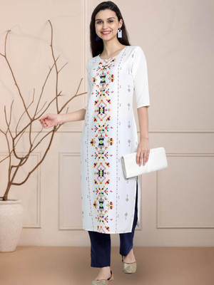 Moda Rapido Women Printed Straight Kurta(Multicolor)