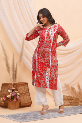 Hisham Women Printed Pakistani Kurta(Multicolor)