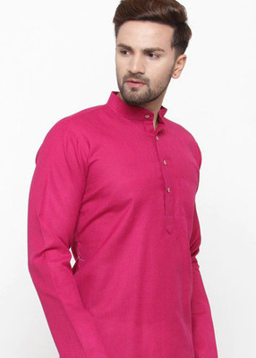 StyleVault Men Solid A-line Kurta(Pink)