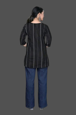 Db Fashion Kx Women Striped A-line Kurta(Black)