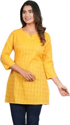 Radhika Creation Women Printed Straight Kurta(Yellow)