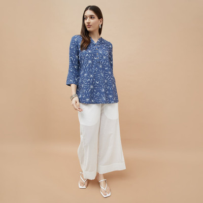 Melange by Lifestyle Women Printed Straight Kurta(Purple)