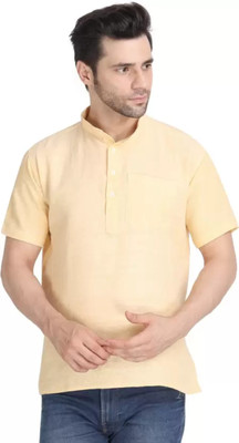 isdfabric Men Solid Straight Kurta(Yellow)