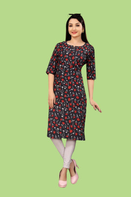 Tulsii Fab Women Printed Anarkali Kurta(Black)