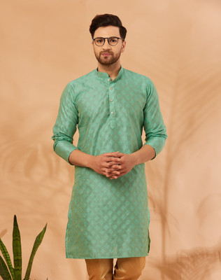 ARMAAN ETHNIC Men Polka Print Straight Kurta(Light Green)