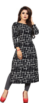 Tashvi Creation Women Printed Straight Kurta(Black)