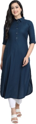 Parvdi Women Solid Pathani Kurta(Dark Blue)