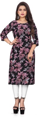 dharmanandan creation Women Printed Straight Kurta(Black, Pink, Grey)