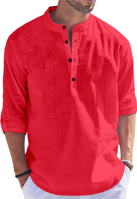 Kavyangle Creation Men Self Design Straight Kurta(Red)