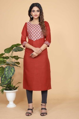 VIVIDH CREATIONS Women Embroidered A-line Kurta(Maroon)