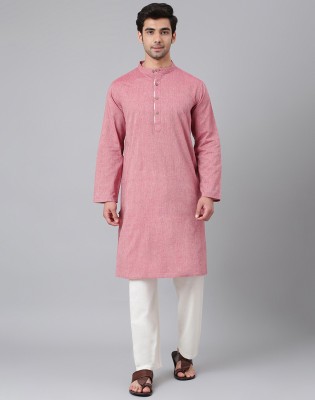 Fabindia Men Solid Straight Kurta(Red)