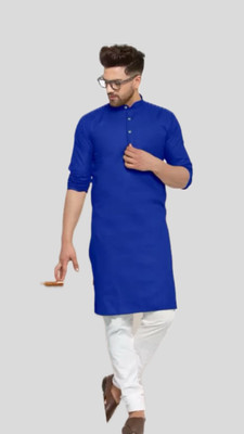 Anuj Fashion Men Solid A-line Kurta(Dark Blue)