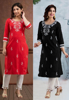 SISTO Women Embroidered A-line Kurta(Multicolor)