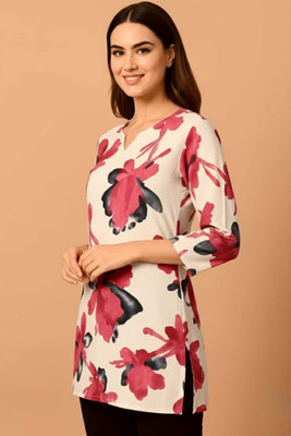 KALYARA FASHION Women Floral Print Tunic Kurta(Pink)