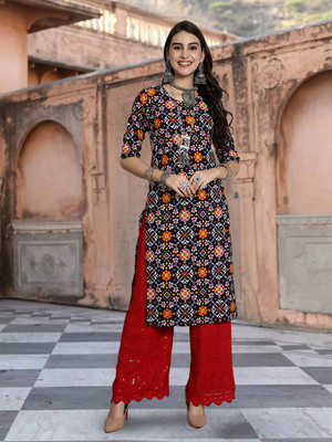 EthnicBasket Women Printed A-line Kurta(Multicolor)
