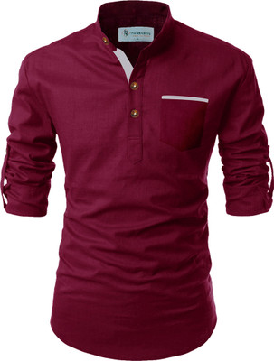 TrendiVastra Men Solid Straight Kurta(Maroon)