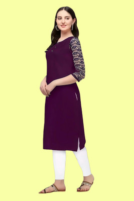 Coft Women Solid A-line Kurta(Purple)