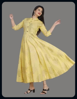 RACHNA FASHION Women Printed Anarkali Kurta(Yellow)