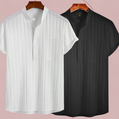 JenilEStore Men Self Design A-line Kurta(White, Black)