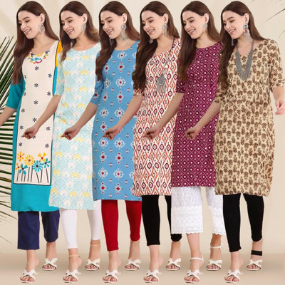 1 Stop Fashion Women Printed A-line Kurta(Multicolor)