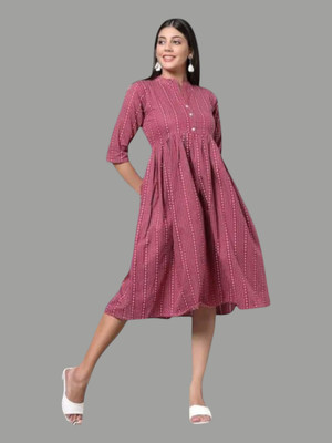 Db Fashionwe Women Fit and Flare Maroon Midi/Calf Length Dress