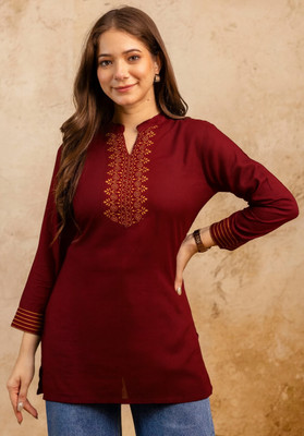 Mialo fashion Women Printed Straight Kurta(Maroon)