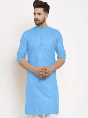 Jayenterprise Men Solid Straight Kurta(Light Blue)