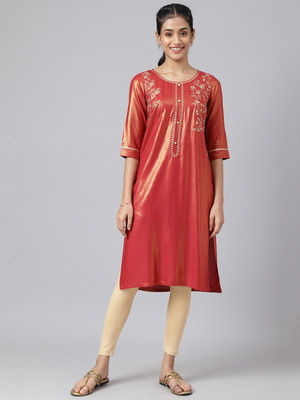 Aurelia Women Self Design A-line Kurta(Maroon)